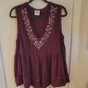 Knox Rose Plum Embroidered Blouse